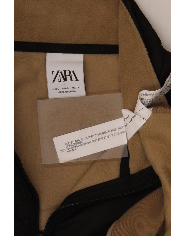 Zara muška majica s izrezom s patentnim zatvaračem, veliki bež poliester u boji