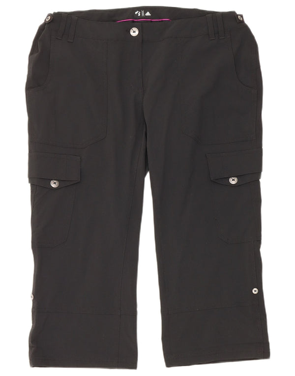 Adidas ženske ravne kargo kapri hlače UK 18 XL W36 L21 crni najlon