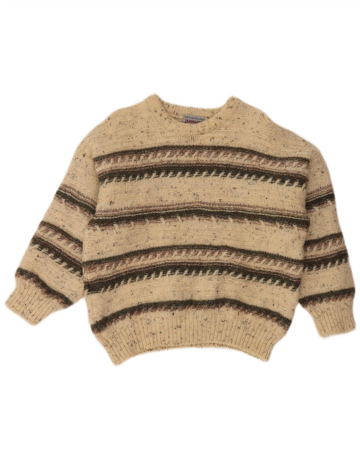 SERGIO TACCHINI Ženski pulover s okruglim izrezom UK 16 Veliki bež na pruge