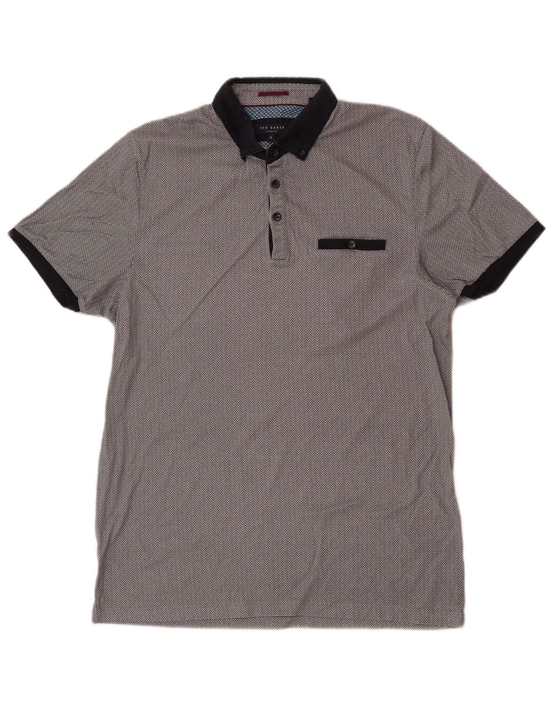 Ted Baker muška polo majica standardnog kroja veličina 3, srednje siva, geometrijski pamuk