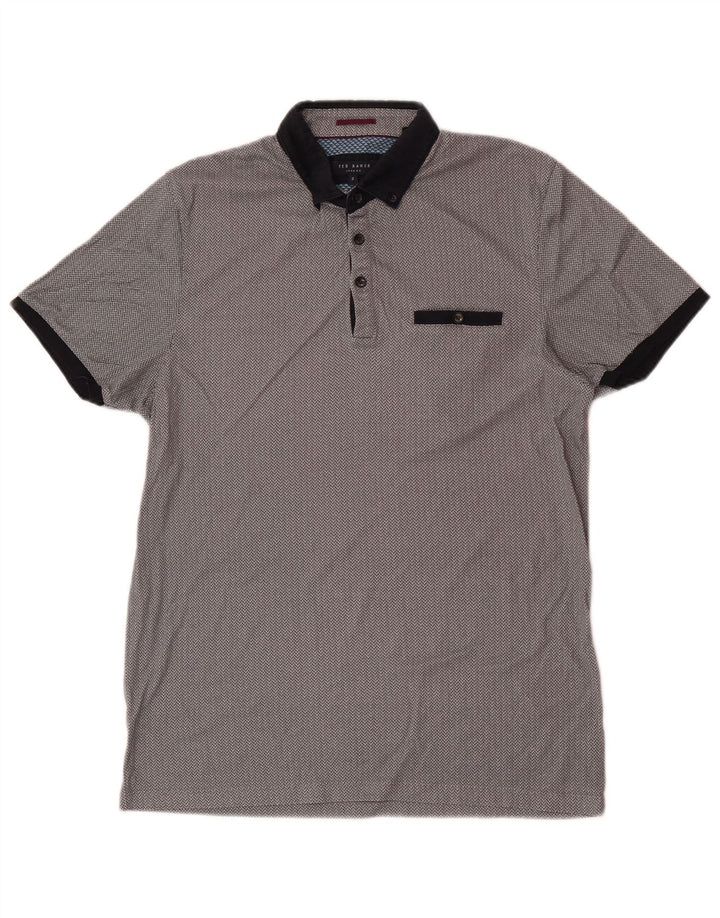 Ted Baker muška polo majica standardnog kroja veličina 3, srednje siva, geometrijski pamuk
