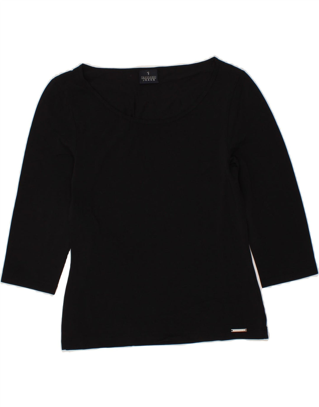 TRUSSARDI Womens Top 3/4 Sleeve UK 14 Large Black Polyester Vintage Trussardi and Second-Hand Trussardi from Messina Hembry 