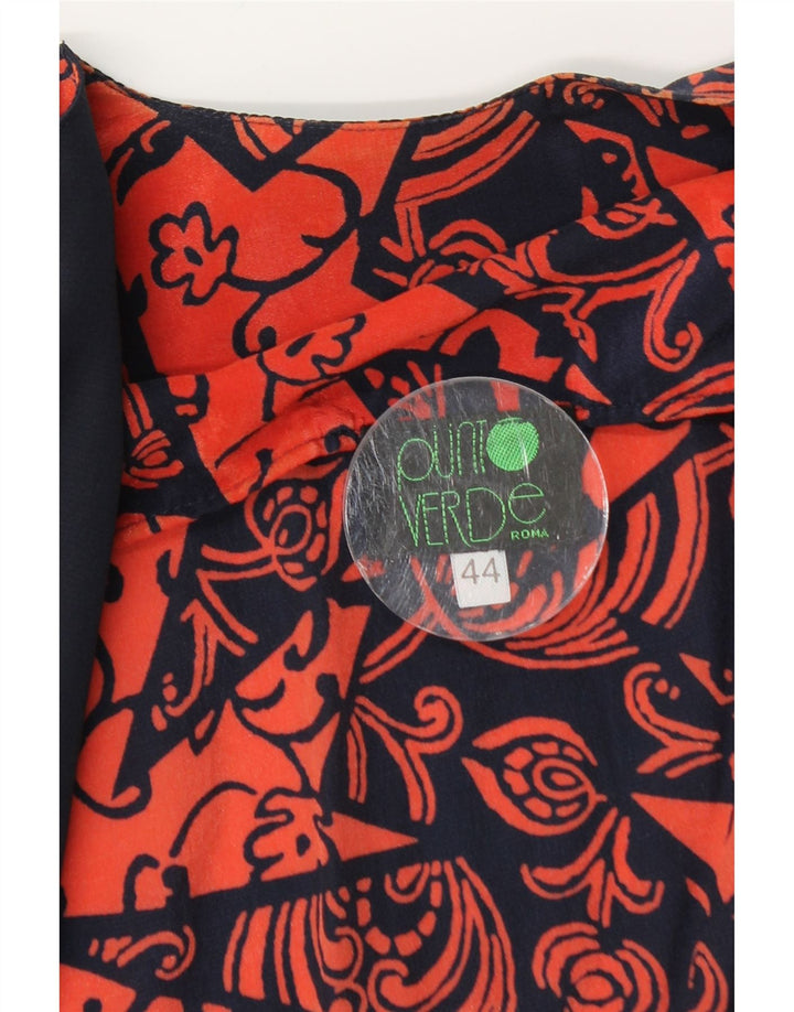 Vintage ženski kardigan Top IT 44 srednje crvene cvjetne svile