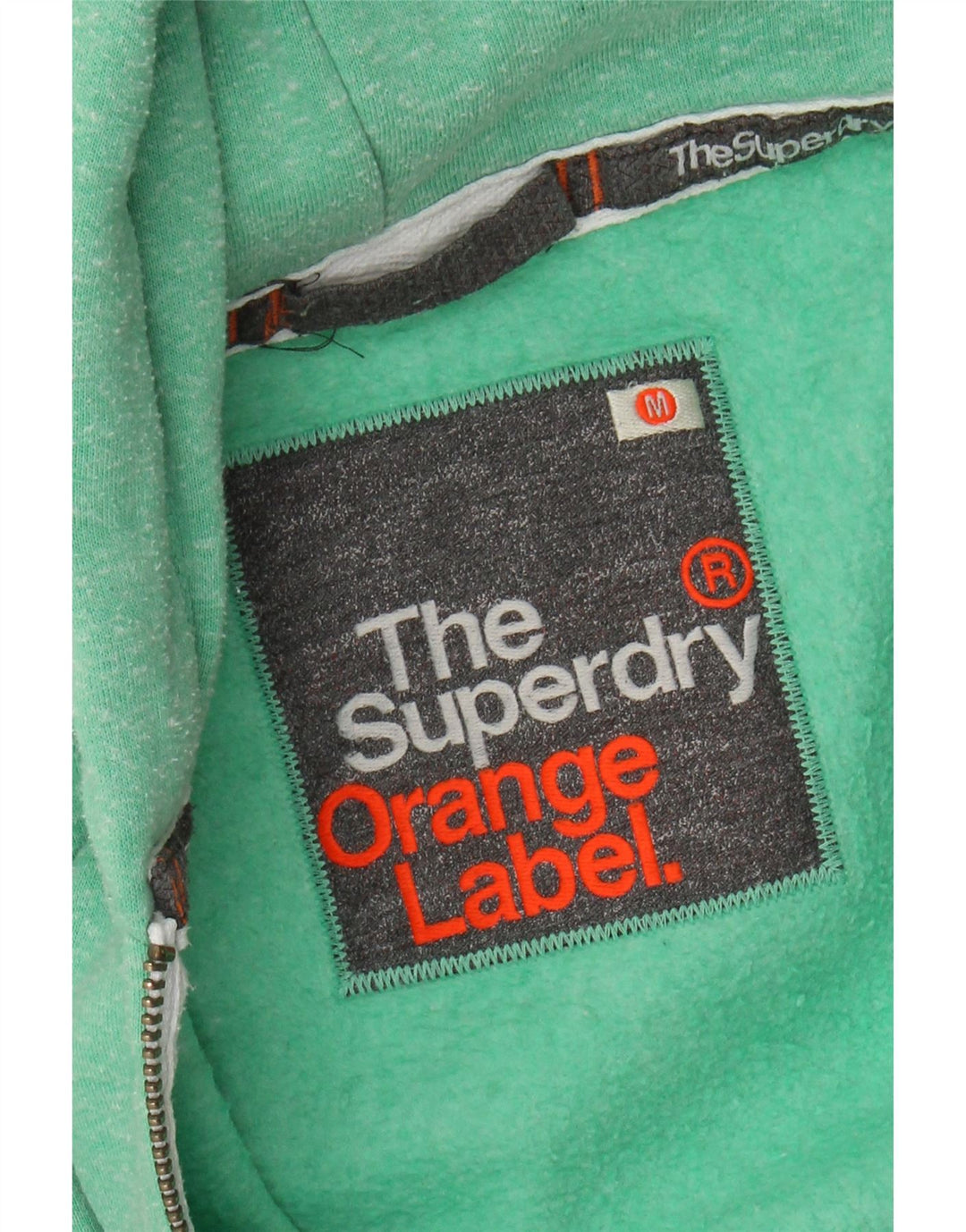 Superdry ženski pulover s kapuljačom na patentni zatvarač UK 12 srednje zeleni flekasti pamuk