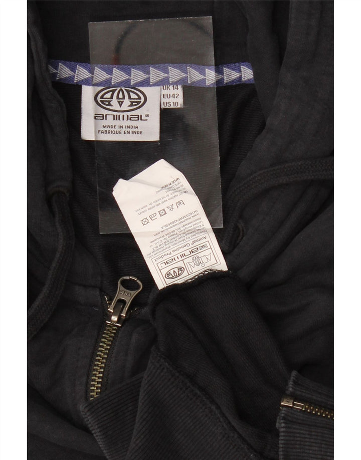 ANIMAL ženski pulover s kapuljačom s patentnim zatvaračem UK 14 Veliki crni pamuk