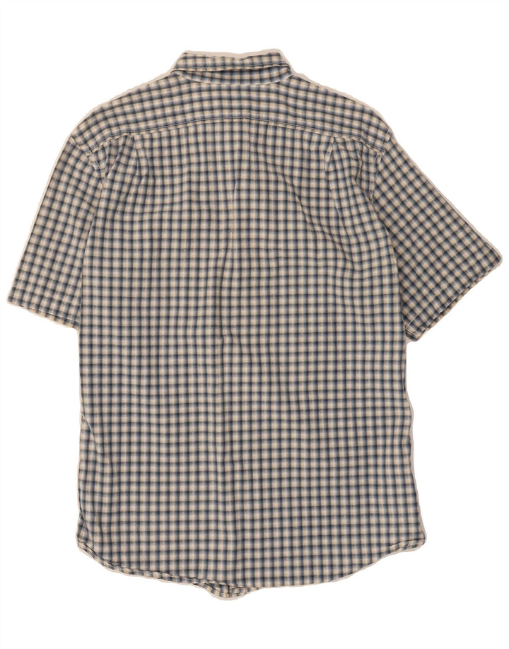 EDDIE BAUER Mens Classic Fit Short Sleeve Shirt Medium Blue Check Cotton Vintage Eddie Bauer and Second-Hand Eddie Bauer from Messina Hembry 