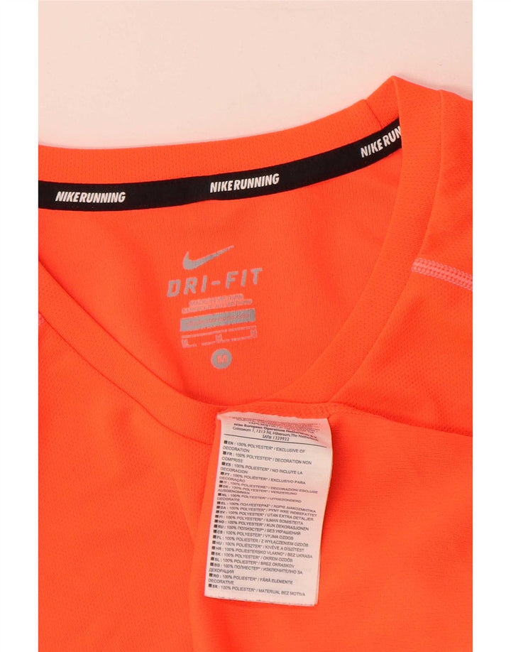 Nike Dri Fit T-Shirt Top Medium Orange Colourblock Poliester