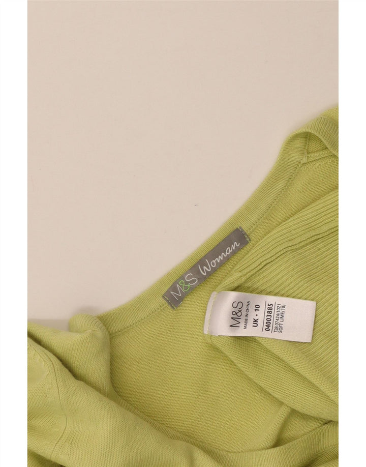 MARKS & SPENCER Ženski veliki džemper s V-izrezom UK 10 Mali zeleni
