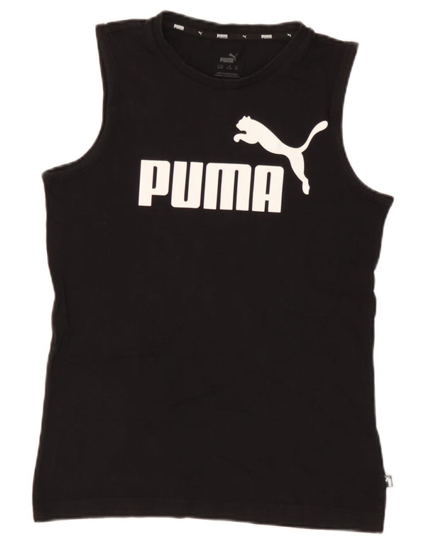Puma Boys Graphic Vest Top 13-14 Years Black Cotton