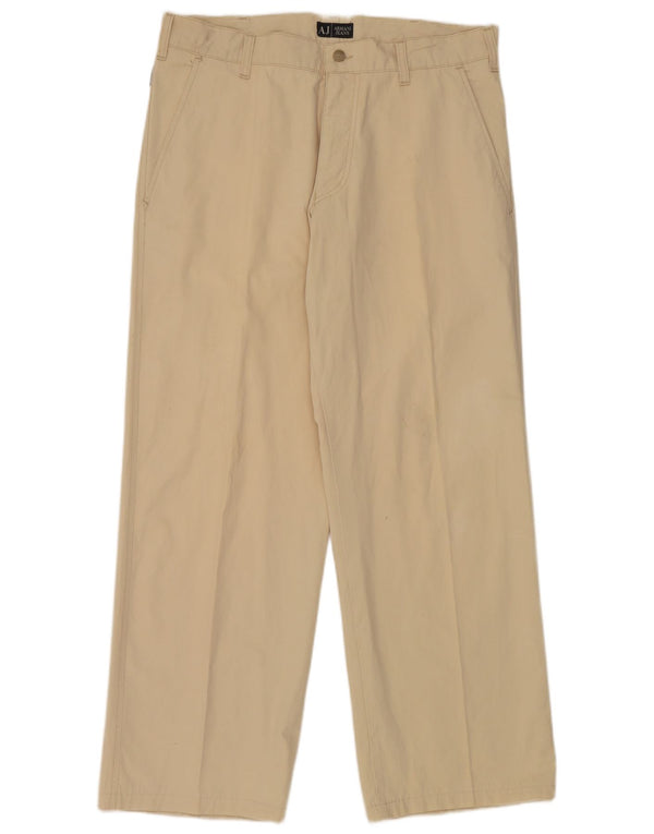Armani muške ravne chino hlače UK 40 Large W34 L29 Bež pamuk