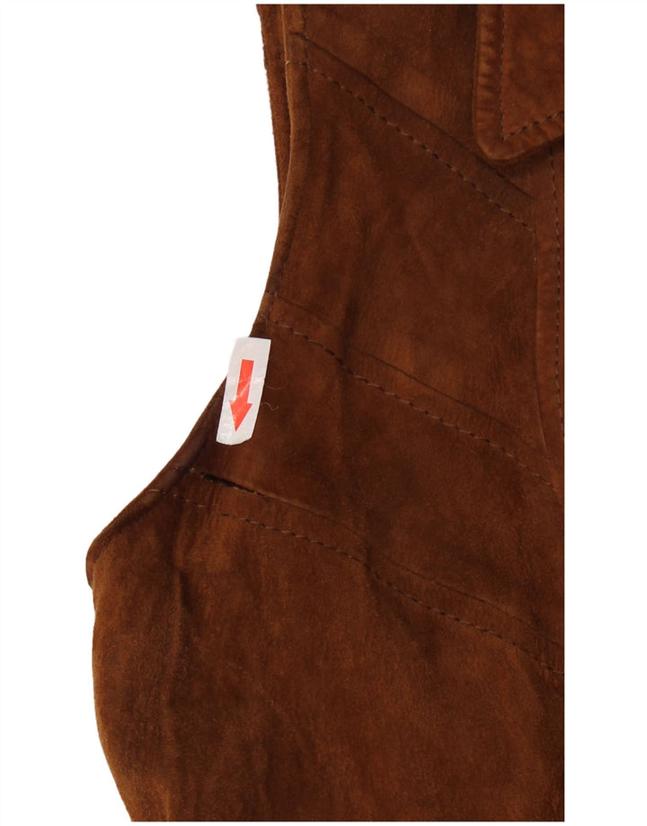 Vintage ženski kaput bez rukava od brušene kože IT 46 velika smeđa koža