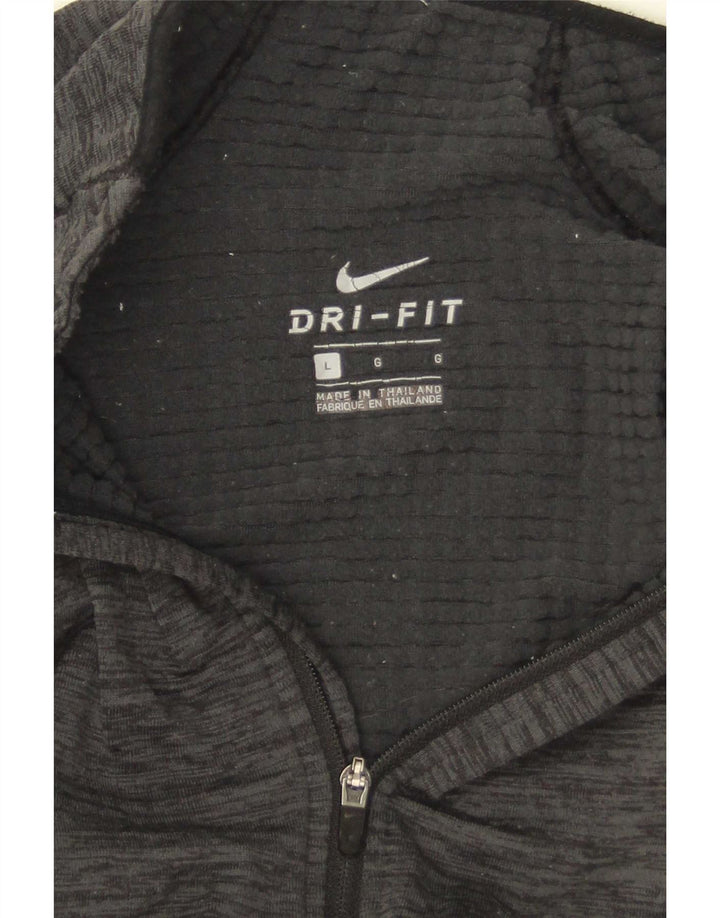 Nike Dri Fit majica s izrezom i dugim rukavima s patentnim zatvaračem, velike sive mrlje