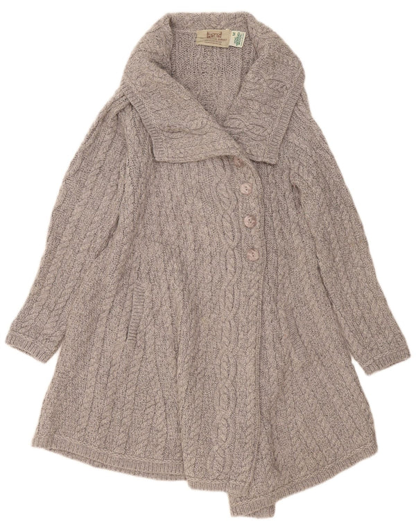 Aran Crafts ženski dugi kardigan pulover UK 12 srednje siva merino vuna