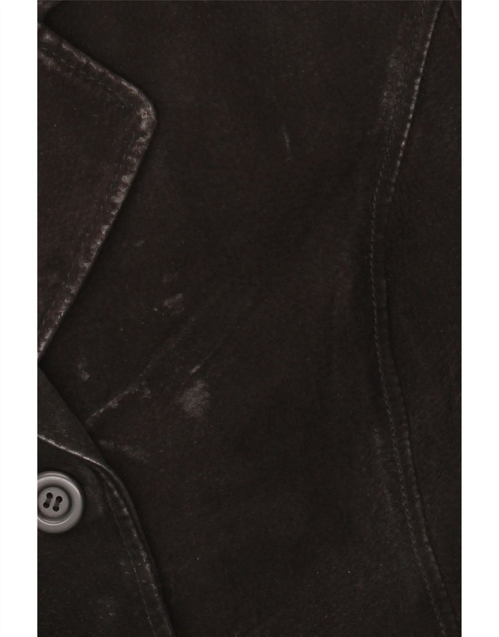 GYPSY Ženska jakna od brušene kože s 3 gumba UK 14 Srednja crna koža