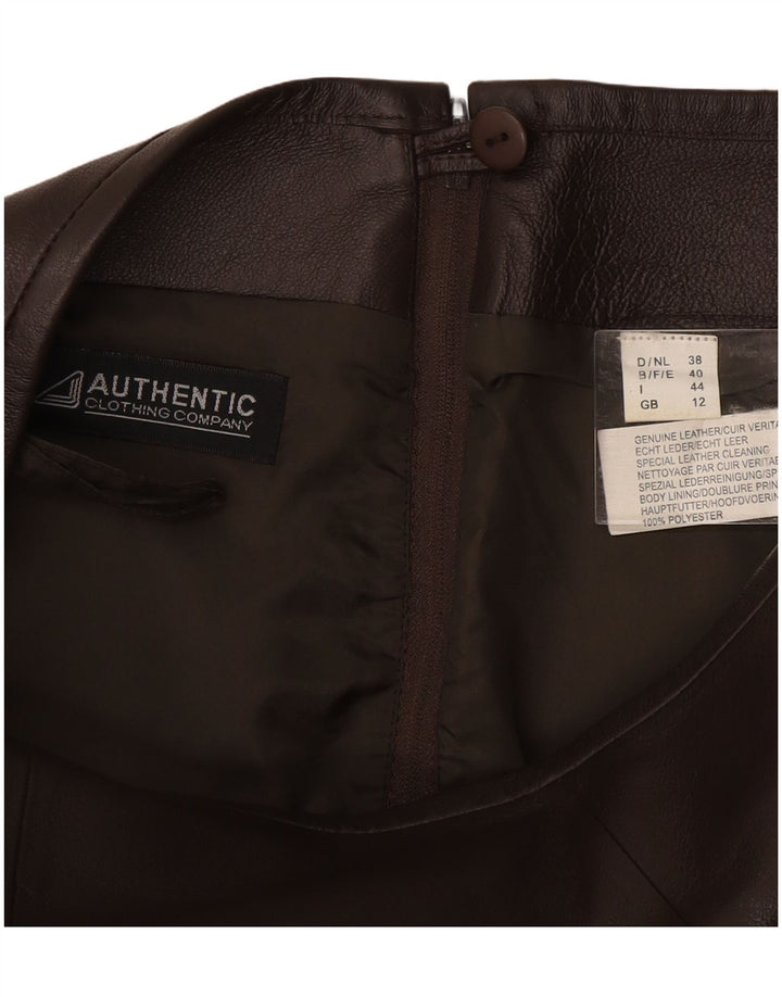 VINTAGE ženska kožna suknja UK 12 srednje W28 smeđa koža