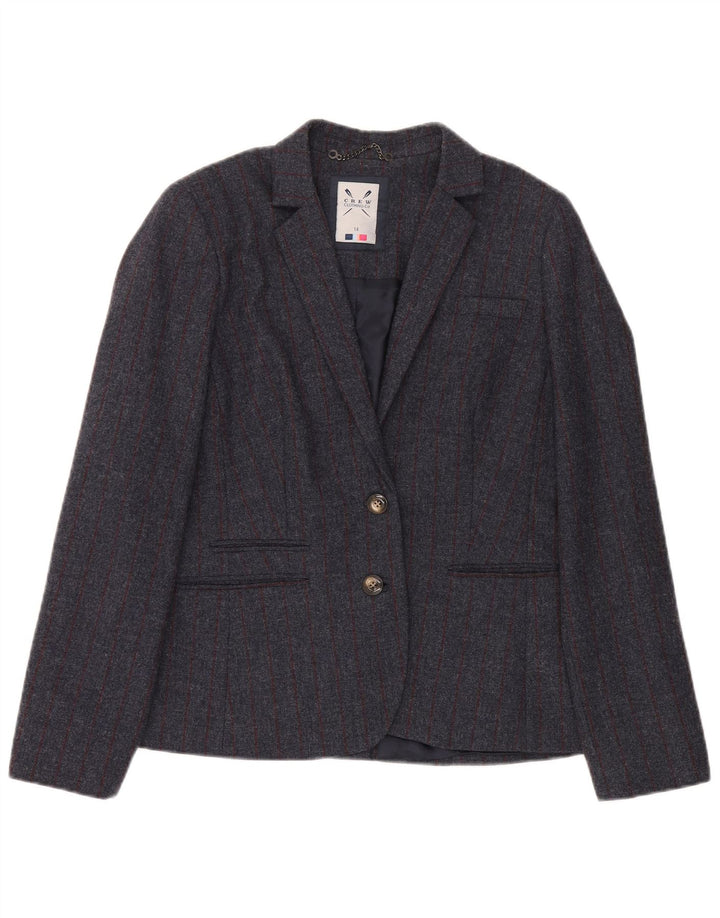 Crew Clothing Ženska jakna sa 2 gumba UK 14 Velike sive vunene pruge
