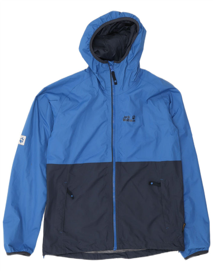 Kišna jakna Jack Wolfskin za dječake 15-16 godina, plava poliamidna boja