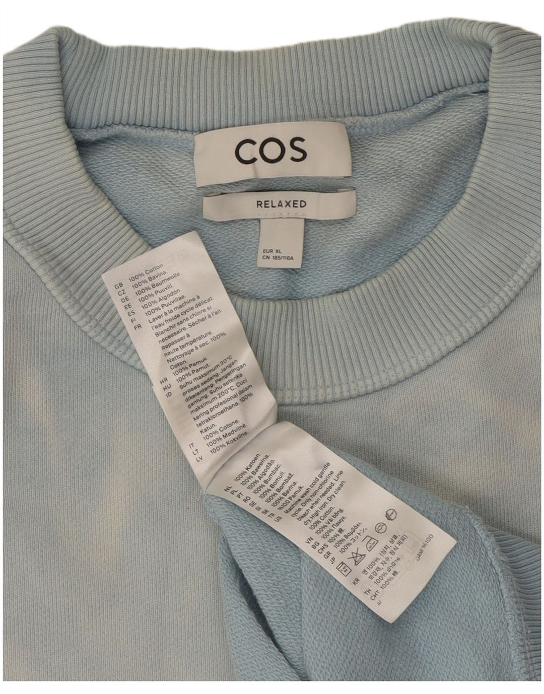 Cos, muški džemper opuštenog kroja XL, pamuk s plavom kravatom