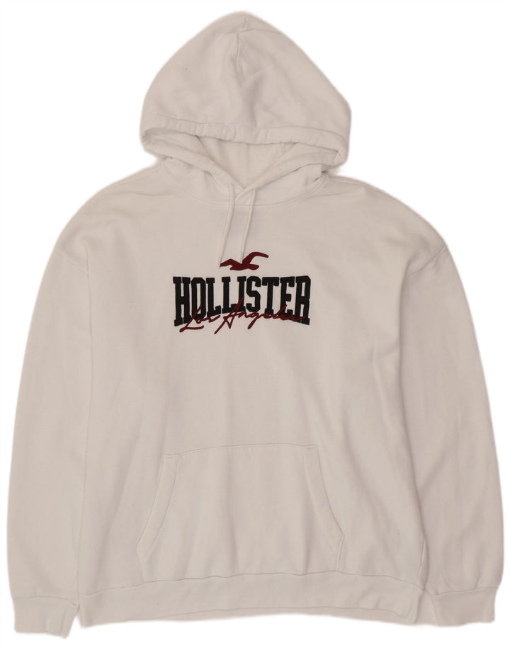 HOLLISTER Muška majica s kapuljačom s grafičkim motivima 2XL bijeli pamuk
