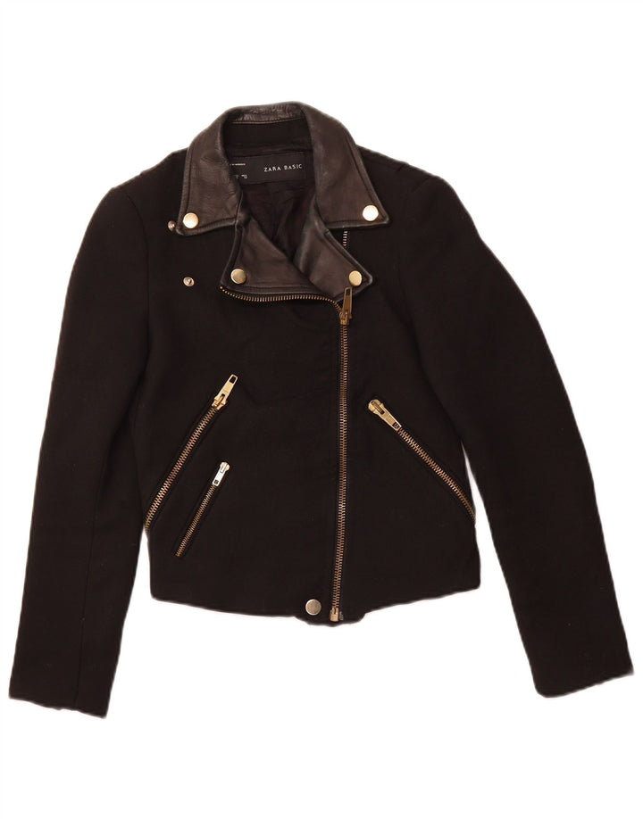 ZARA ženska crop biciklistička jakna UK 6 XS crni poliester