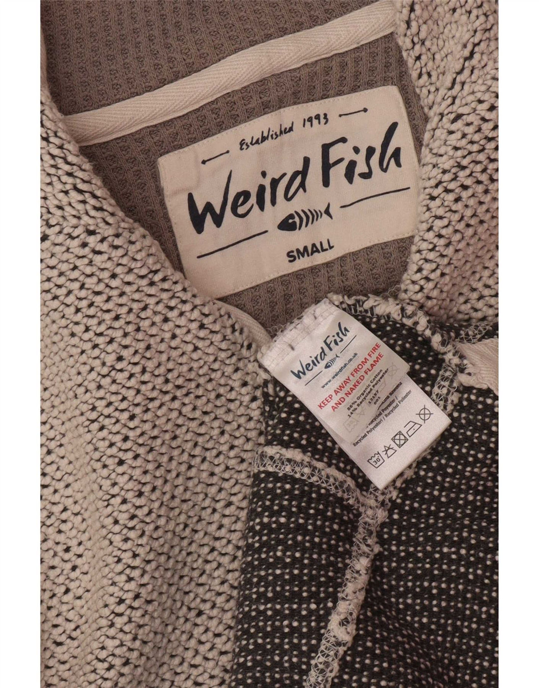 Weird Fish Muška majica s izrezom s patentnim zatvaračem Mali sivi pamuk