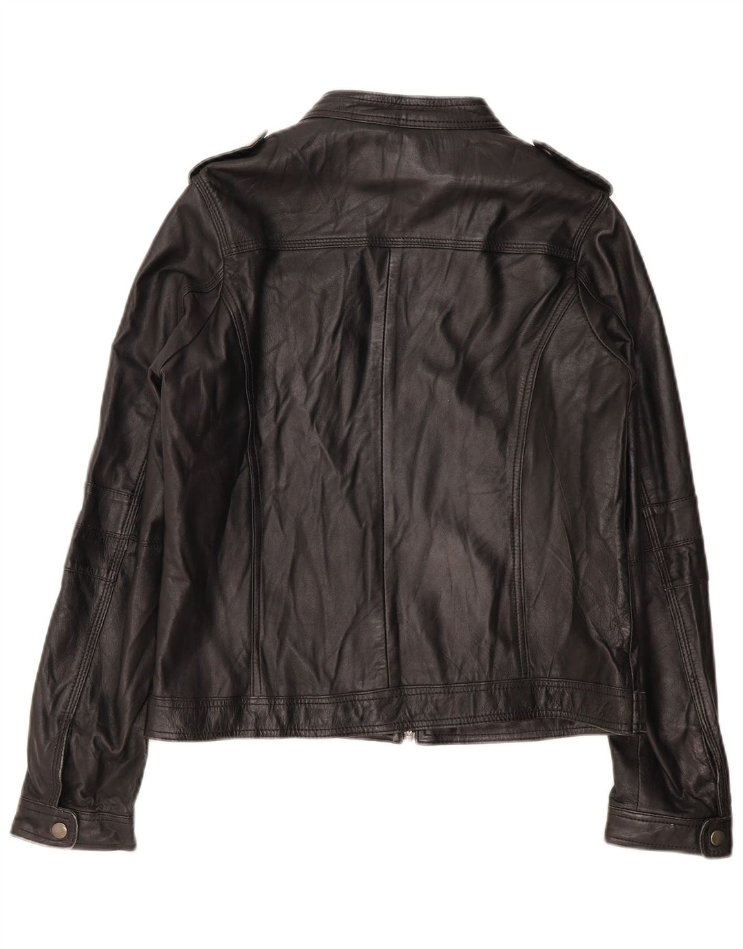 PIMKIE Osnovna ženska kožna trkaća jakna UK 16 Velika crna kožna