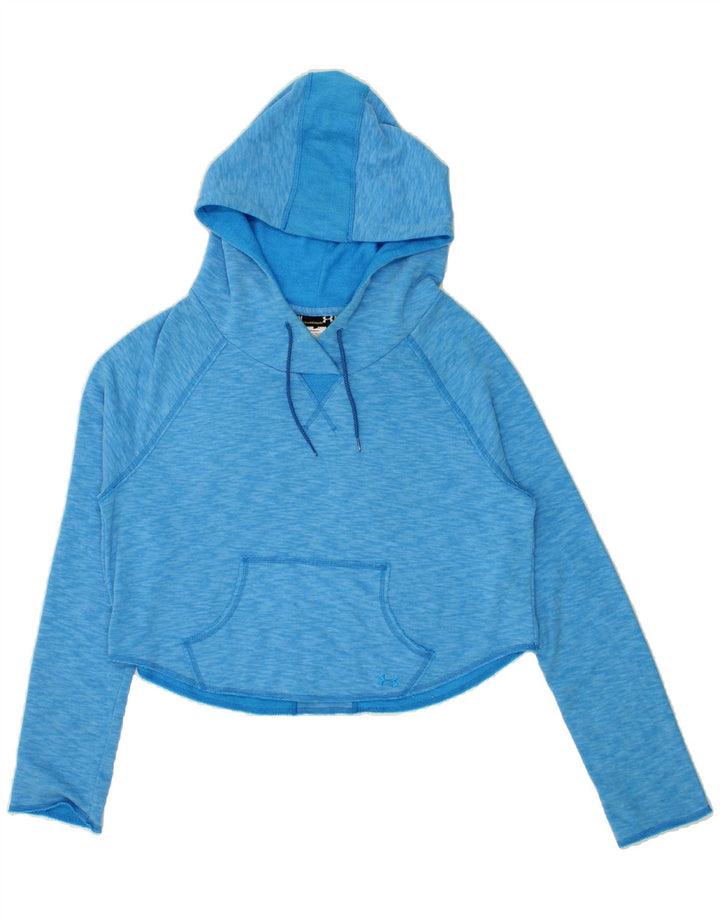 UNDER ARMOUR Womens Oversized Crop Hoodie Jumper UK 14 Medium Blue Vintage Under Armour and Second-Hand Under Armour from Messina Hembry 