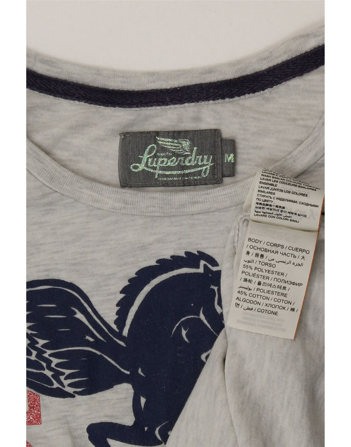 Superdry ženska majica kratkih rukava s grafičkim motivima UK 12 srednje sivi flekasti poliester