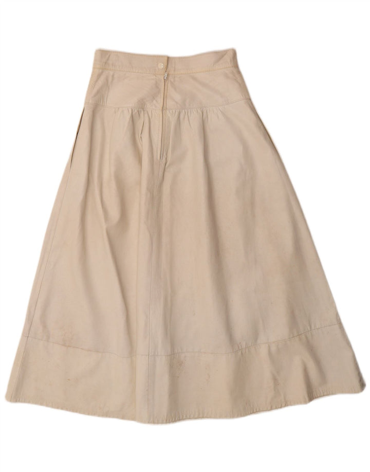 Vintage dvodijelni ženski kožni komplet suknji UK 12 srednje veličine W26 sivo bijeli