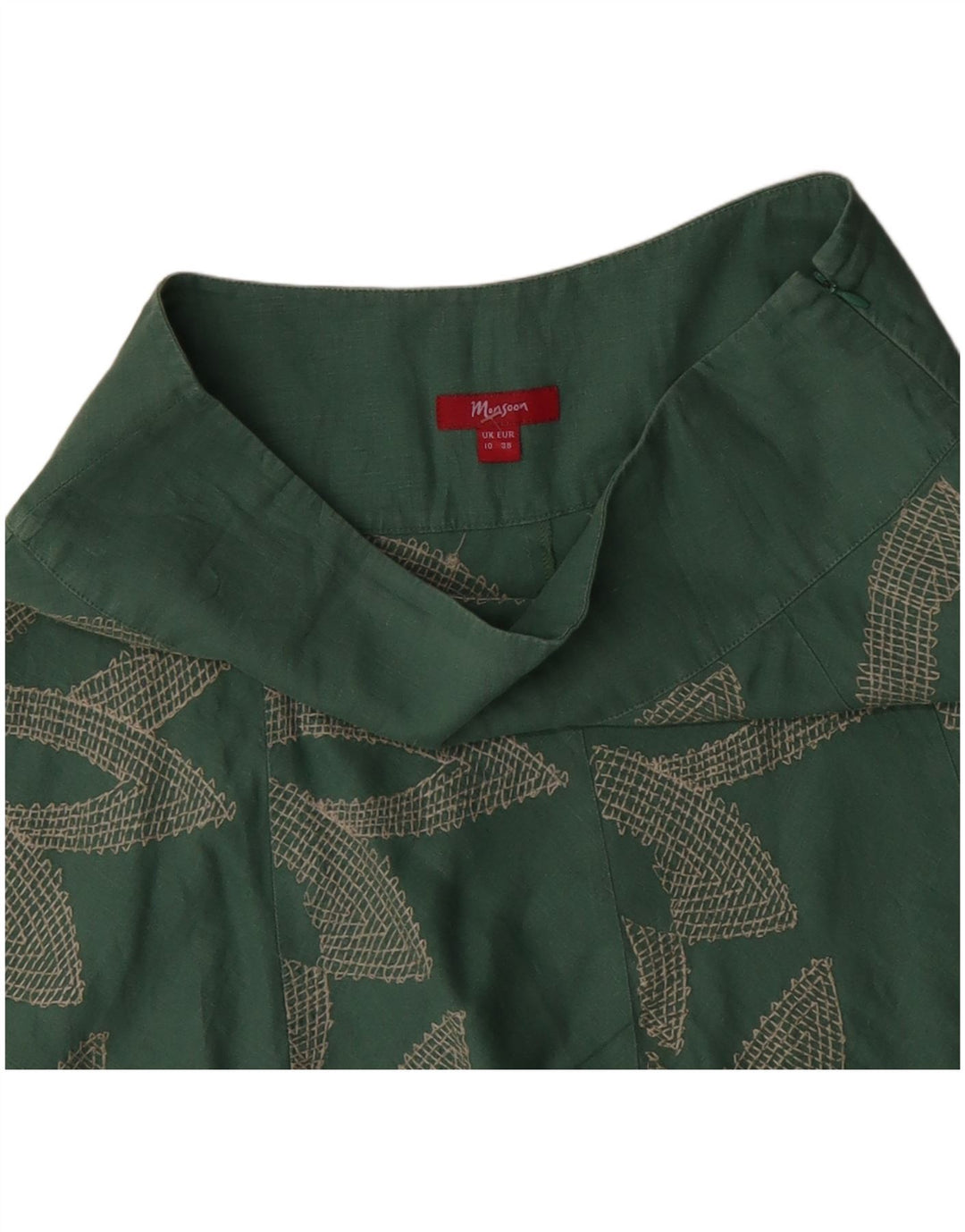 MONSOON ženska suknja A-kroja niskog struka UK 10 Mala W32 Zeleni cvjetni pamuk