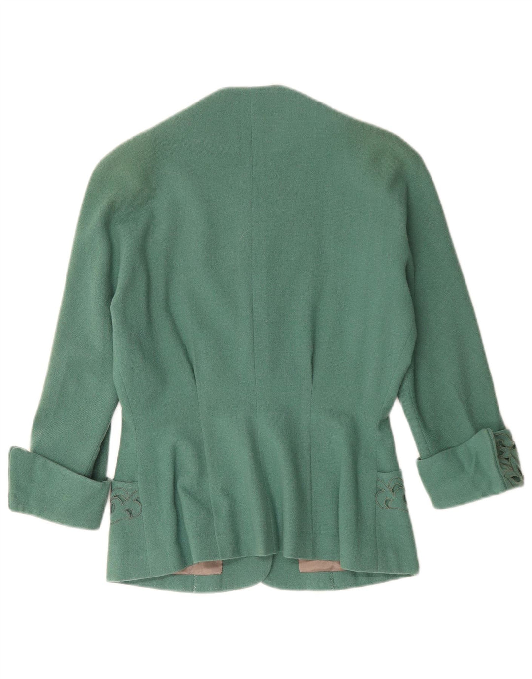 Vintage ženski sako s 3 gumba UK 12 Srednje zeleni paisley