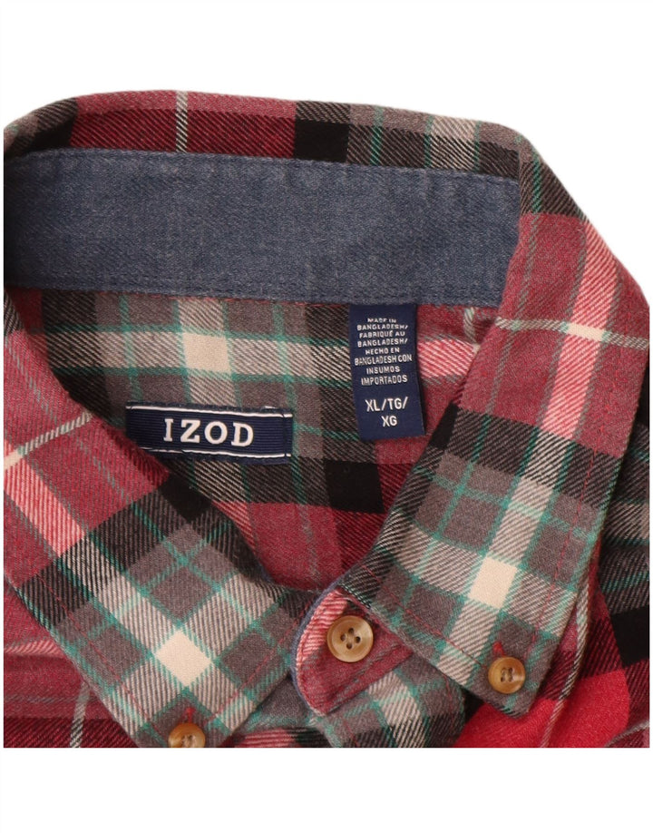 IZOD muška flanelska košulja XL crveni karirani pamuk