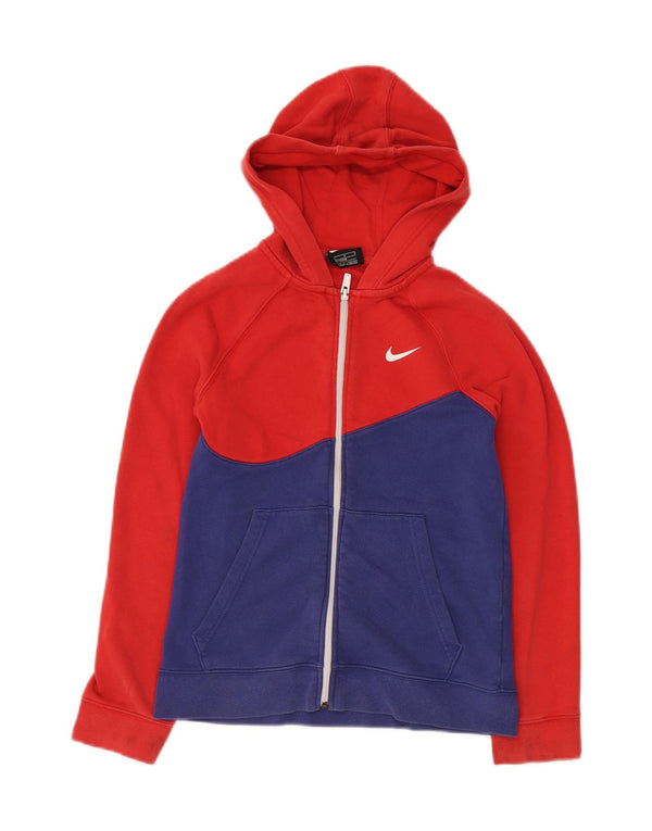 NIKE Boys Graphic Zip Hoodie pulover 12-13 Years Large Red Colourblock