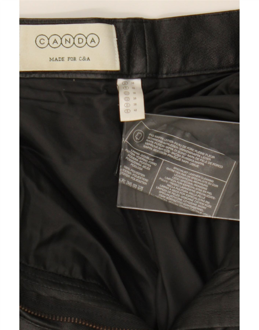 CANDA Womens Straight Leather Trousers EU 38 Medium W28 L31 Black Leather Vintage Canda and Second-Hand Canda from Messina Hembry 