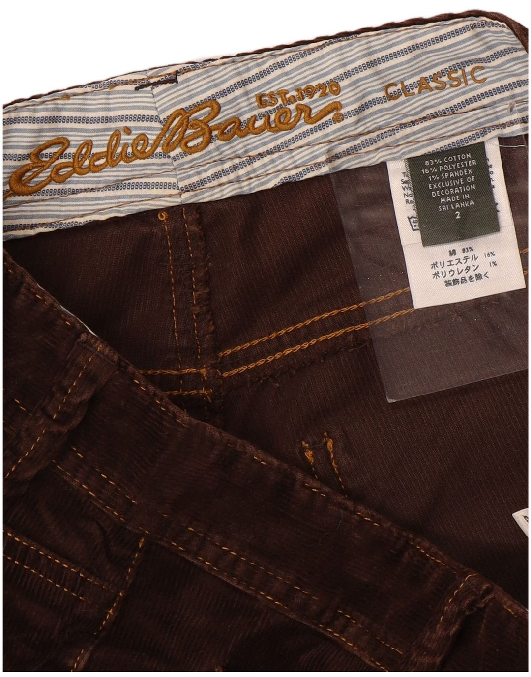 Eddie Bauer Ženske hlače od samta s čizmama US 2 XS W30 L30 Smeđi pamuk