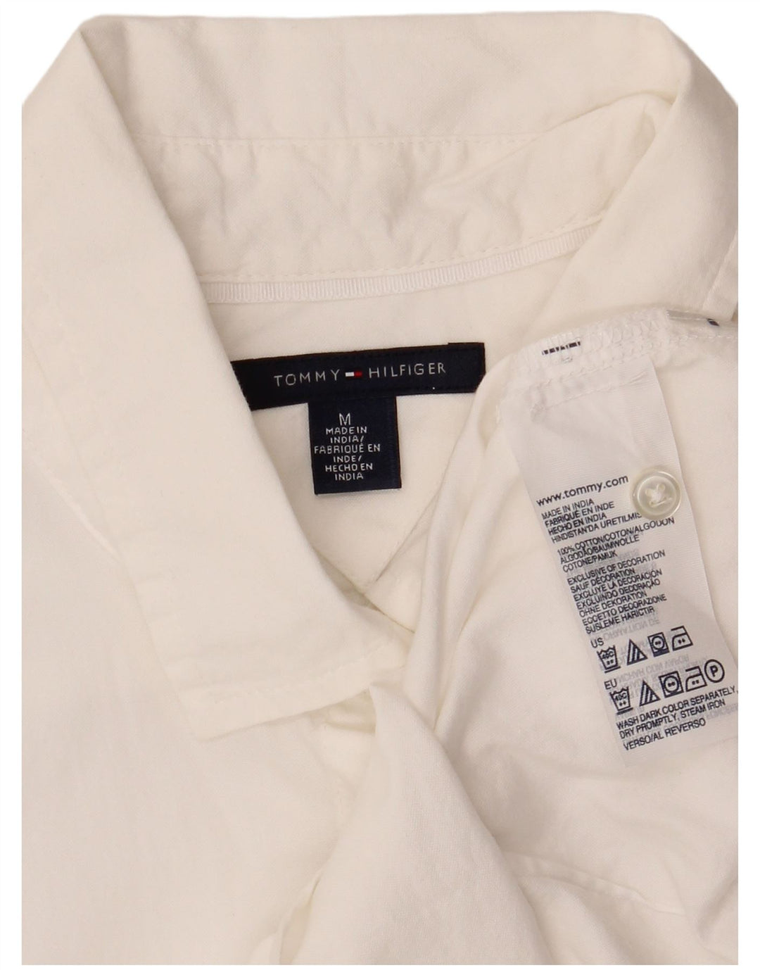 TOMMY HILFIGER Ženska košulja kratkih rukava UK 14 Srednje bijeli pamuk