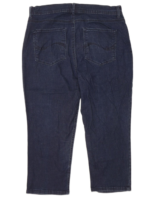 LEE Ženske kapri traperice s visokim strukom lakog kroja US 16 2XL W34 L21 tamnoplave