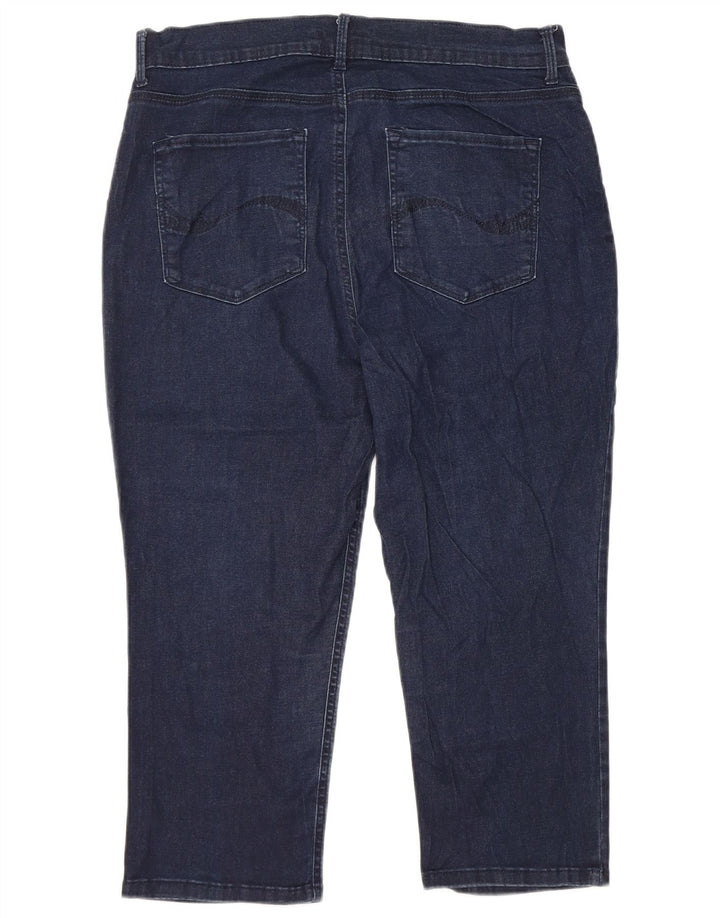 LEE Ženske kapri traperice s visokim strukom lakog kroja US 16 2XL W34 L21 tamnoplave