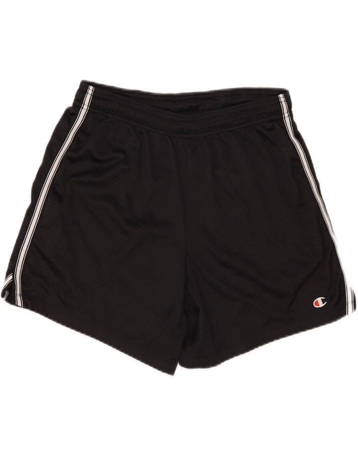 CHAMPION Womens Sport Shorts UK 14 Large  Black Polyester Vintage Champion and Second-Hand Champion from Messina Hembry 