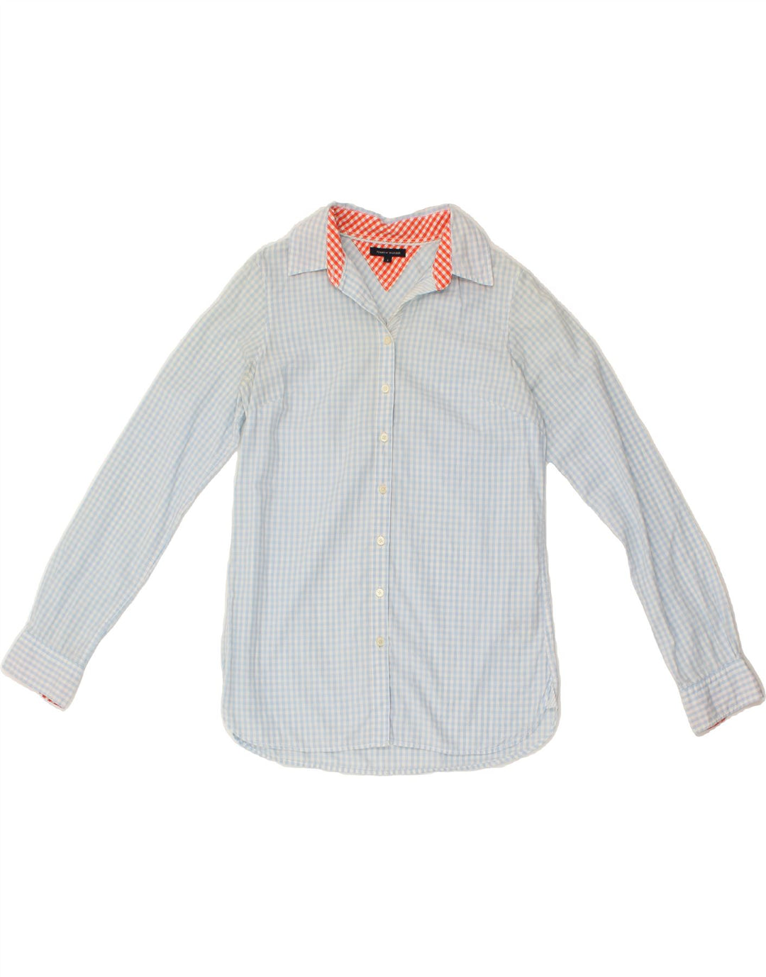 TOMMY HILFIGER Womens Shirt US 4 Small Blue Gingham Cotton Vintage Tommy Hilfiger and Second-Hand Tommy Hilfiger from Messina Hembry 