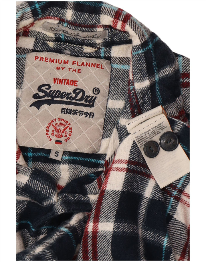 SUPERDRY muška flanelska košulja mala tamnoplava karirana pamuk
