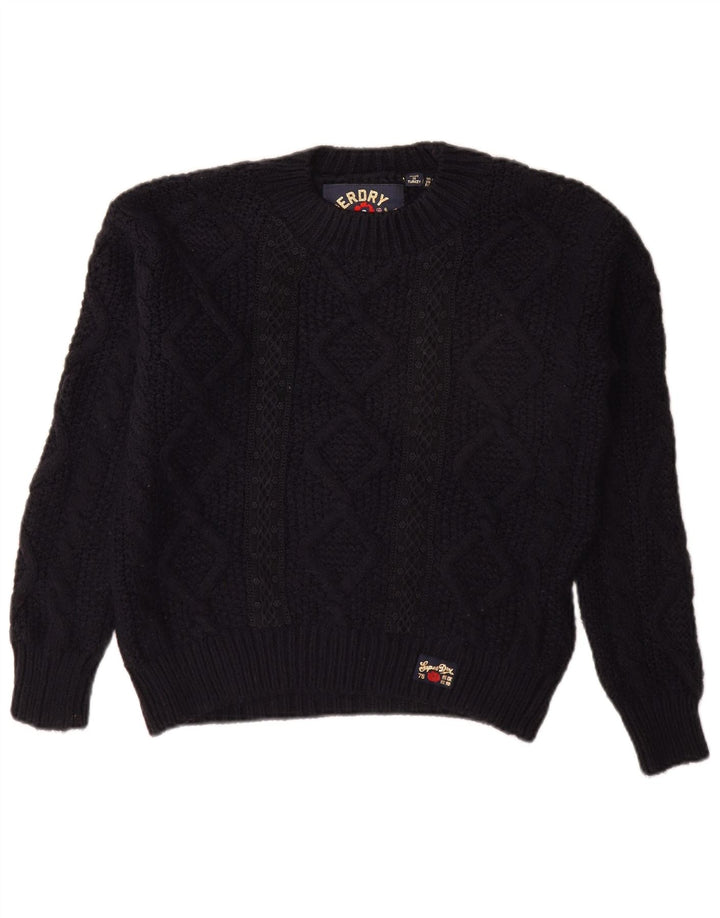 SUPERDRY ženski veliki džemper s veznim izrezom UK 8 Mali tamnoplavi