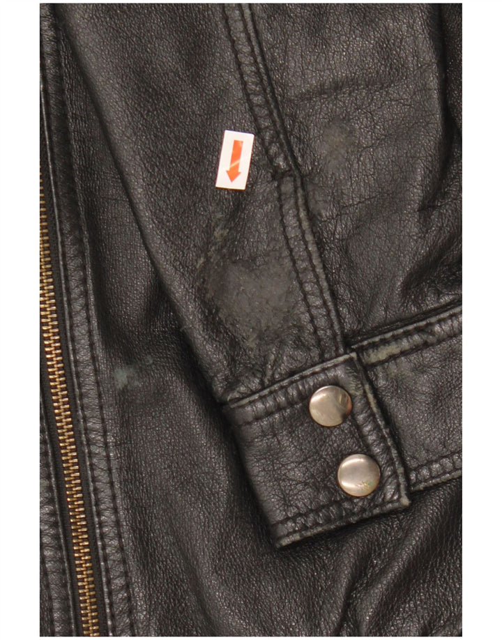 H&M ženska uspravna kožna jakna EU 38 srednje crna koža