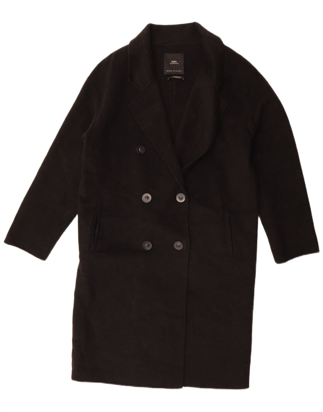 Zara ženski kaput s dvostrukim kopčanjem UK 10 Mala crna vuna