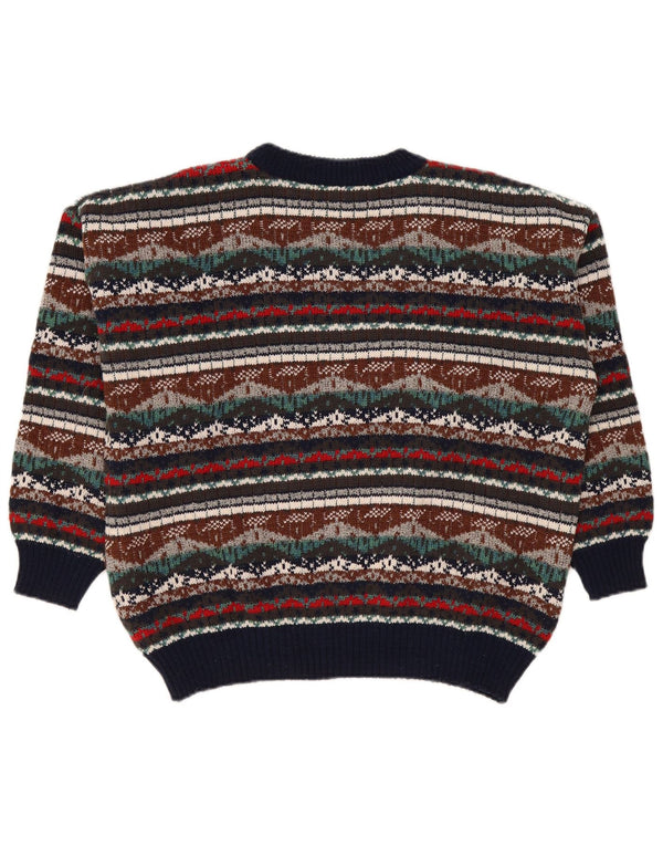 Vintage muški džemper s okruglim izrezom XL višebojni Fair Isle