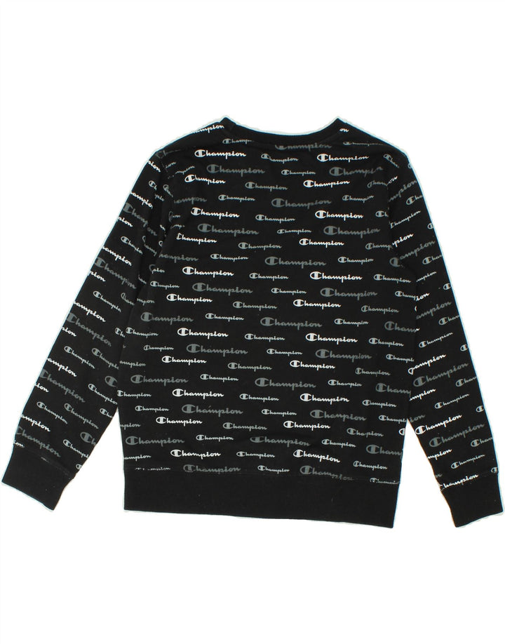 CHAMPION Boys Graphic Sweatshirt Jumper 10-11 Years Medium Black Cotton Vintage Champion and Second-Hand Champion from Messina Hembry 