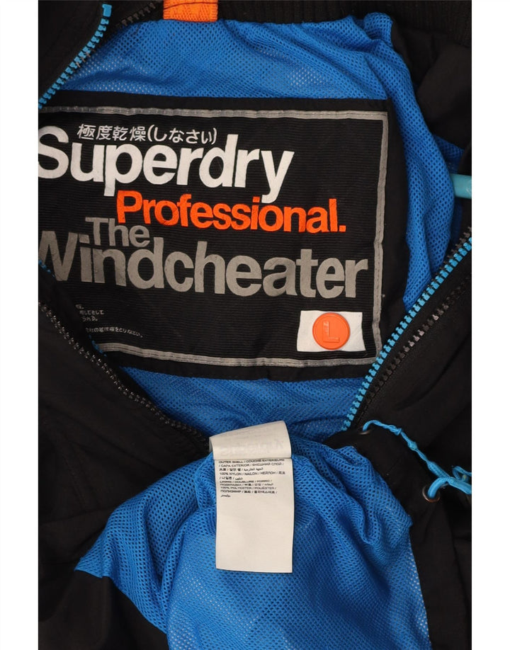 SUPERDRY Muška kišna jakna s vjetrovkom UK 40 Veliki crni najlon