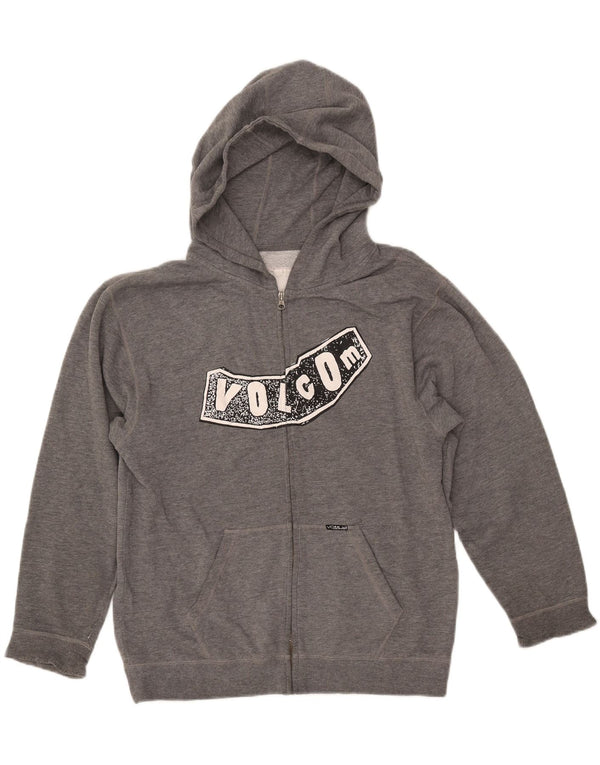 VOLCOM Ženska majica s kapuljačom s grafičkim patentnim zatvaračem UK 16 Large Grey