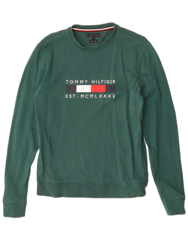 Tommy Hilfiger Ženski džemper s grafičkim motivima UK 14 Veliki zeleni pamuk