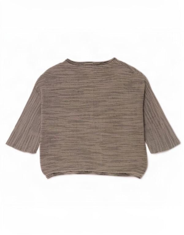 Massimo Dutti Womens Oversized Top 3/4 Sleeve UK 10 Small Grey Flecked